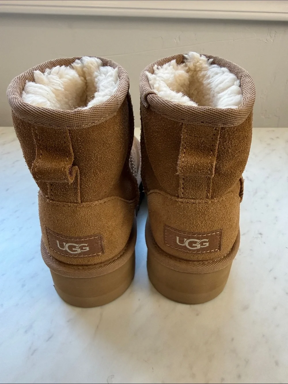 UGG Kids Chestnut Brown Suede Platform Boots - Size 13